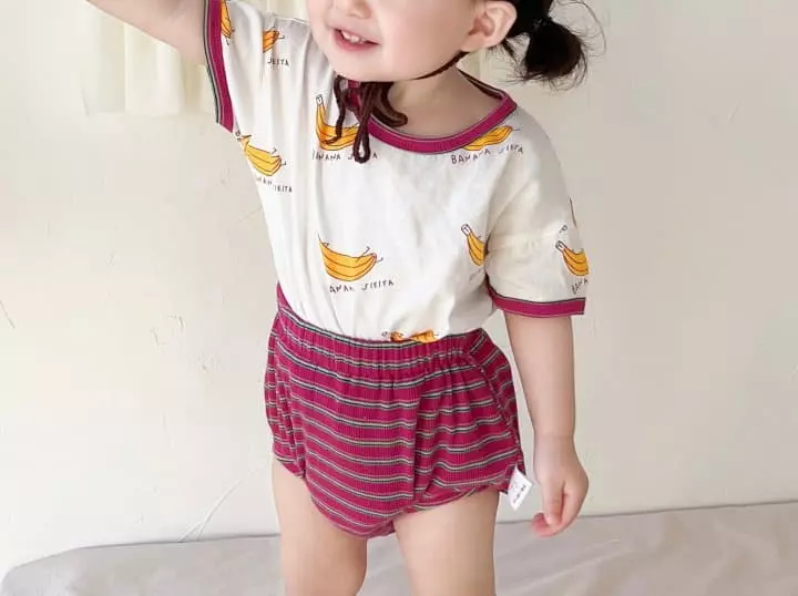 Reve Kid - Korean Baby Fashion - #babyboutique - Banana Top Bottom Set - 3