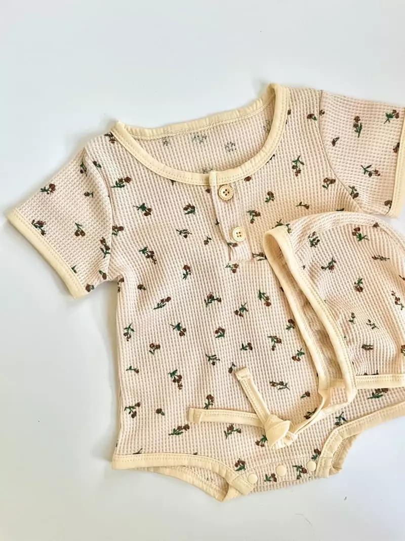 Reve Kid - Korean Baby Fashion - #babyootd - Waffle Bodysuit
