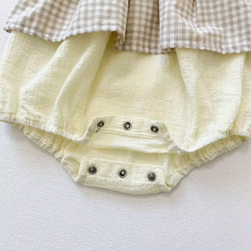 Reve Kid - Korean Baby Fashion - #onlinebabyshop - Check Sleeveless Bodysuit Bucket Hat Set - 4