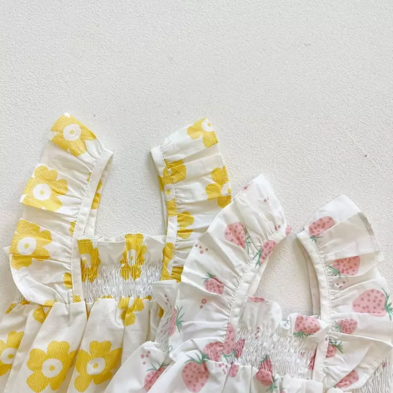 Reve Kid - Korean Baby Fashion - #smilingbaby - Frill Sleeveless Bodysuit Bucket Hat Set