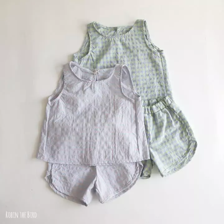 Saerobin - Korean Children Fashion - #Kfashion4kids - Check Sleeveless Top Bottom Set - 5