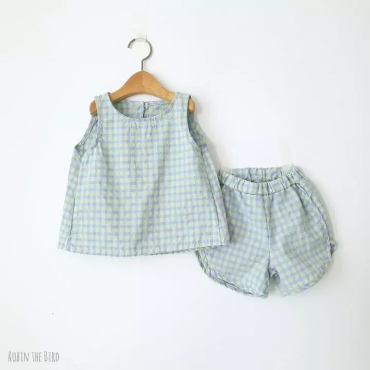 Saerobin - Korean Children Fashion - #fashionkids - Check Sleeveless Top Bottom Set