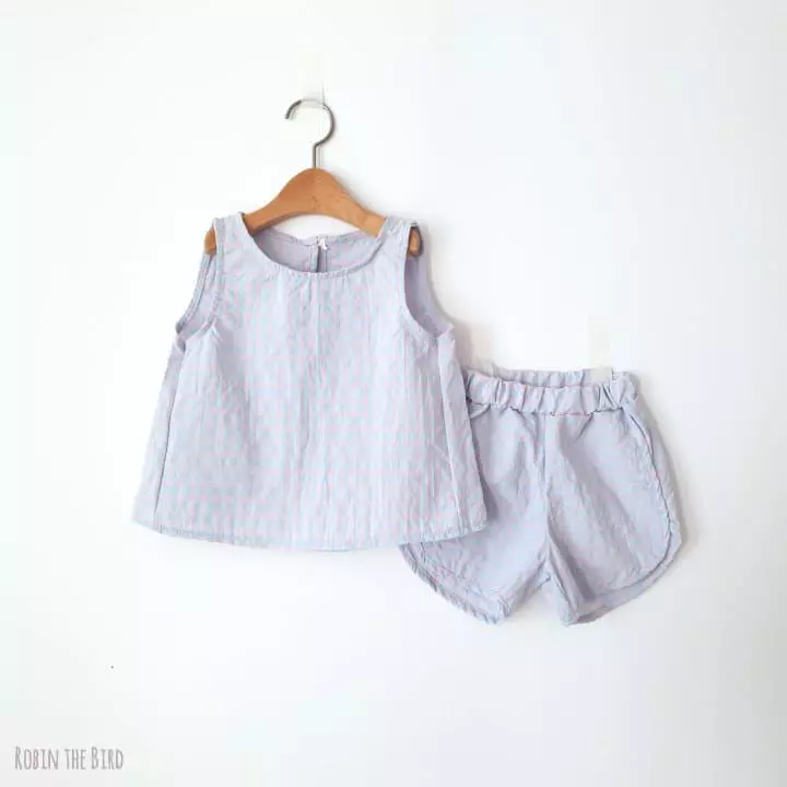 Saerobin - Korean Children Fashion - #kidsshorts - Check Sleeveless Top Bottom Set - 2
