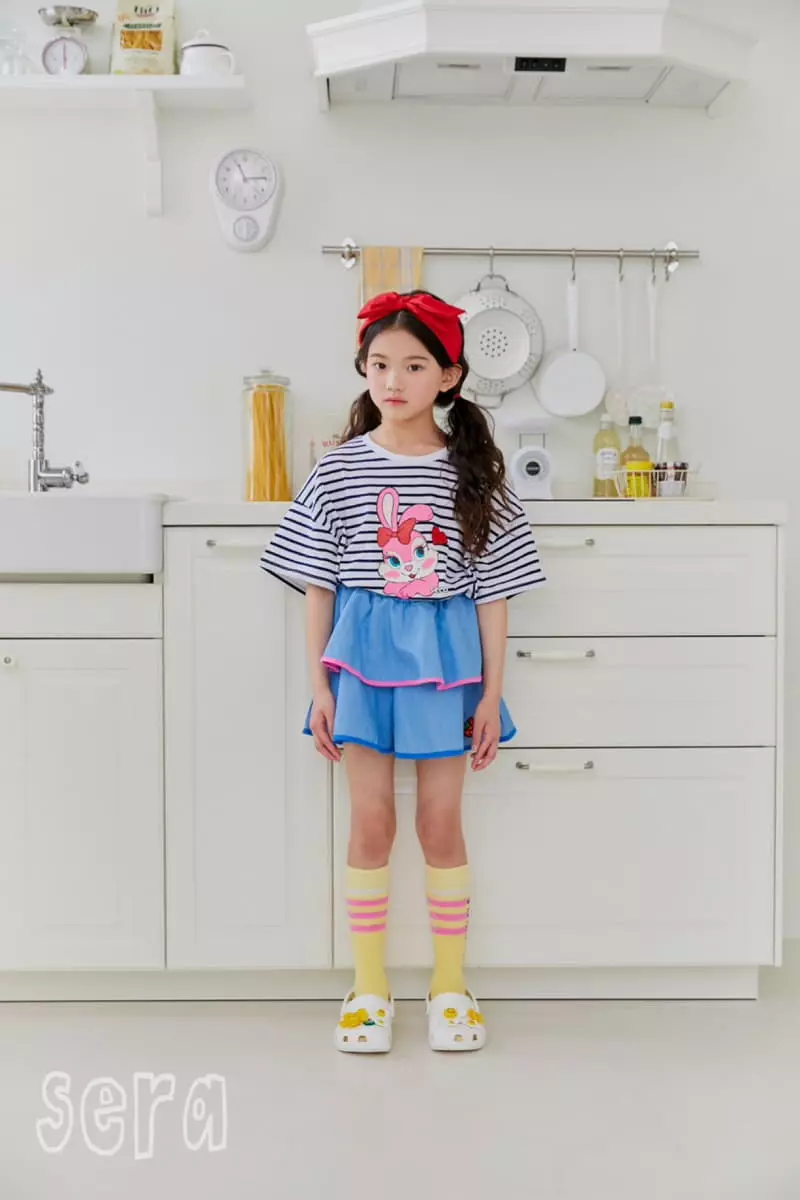 Sera - Korean Children Fashion - #fashionkids - Strawberry Cancan Denim Skirt Pants - 4