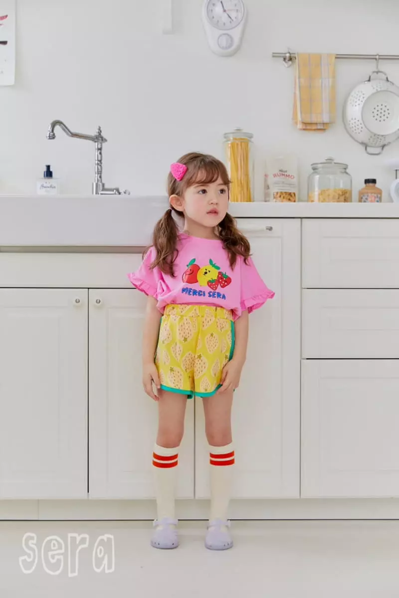 Sera - Korean Children Fashion - #todddlerfashion - Fruit Shorts Top Bottom Set - 6