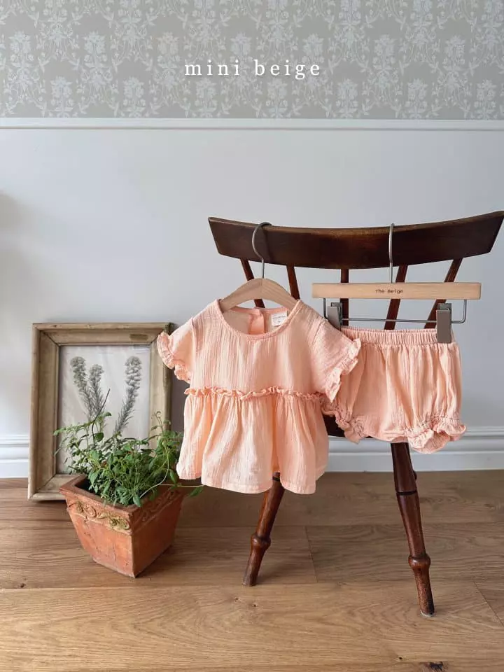 The Beige - Korean Baby Fashion - #babyboutique - Slit Frill Top Bottom Set