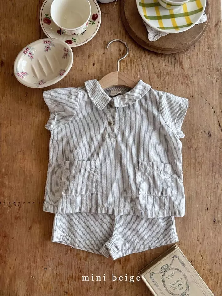 The Beige - Korean Baby Fashion - #babyclothing - Stripes Top Bottom Set - 4