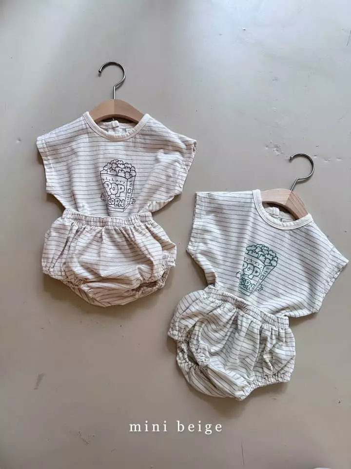 The Beige - Korean Baby Fashion - #babyfashion - Pop Corn Top Bottom Set - 3