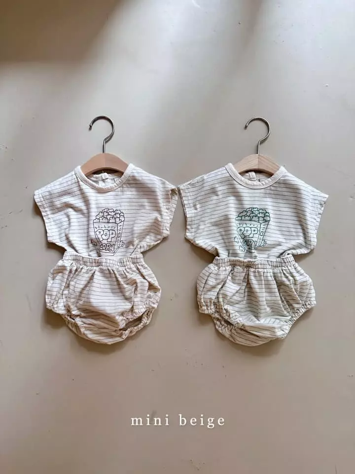 The Beige - Korean Baby Fashion - #babyootd - Pop Corn Top Bottom Set - 8