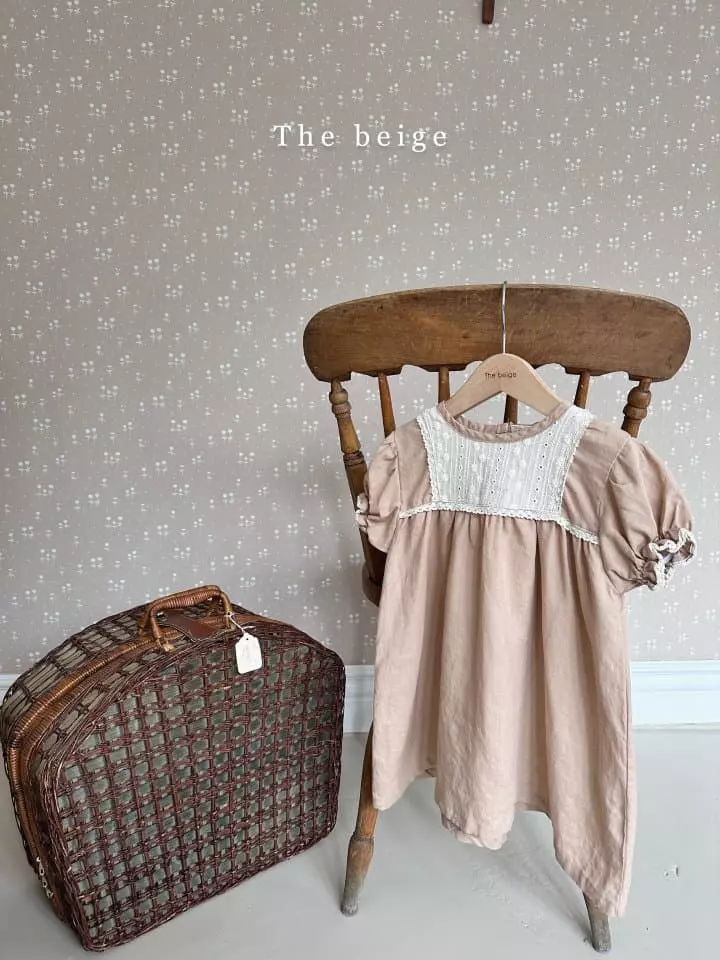 The Beige - Korean Children Fashion - #childrensboutique - Linen Flower Embrodiery One-piece - 2