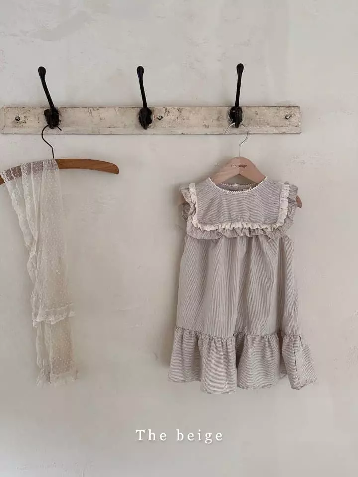 The Beige - Korean Children Fashion - #kidsstore - Stripes Lace One-piece