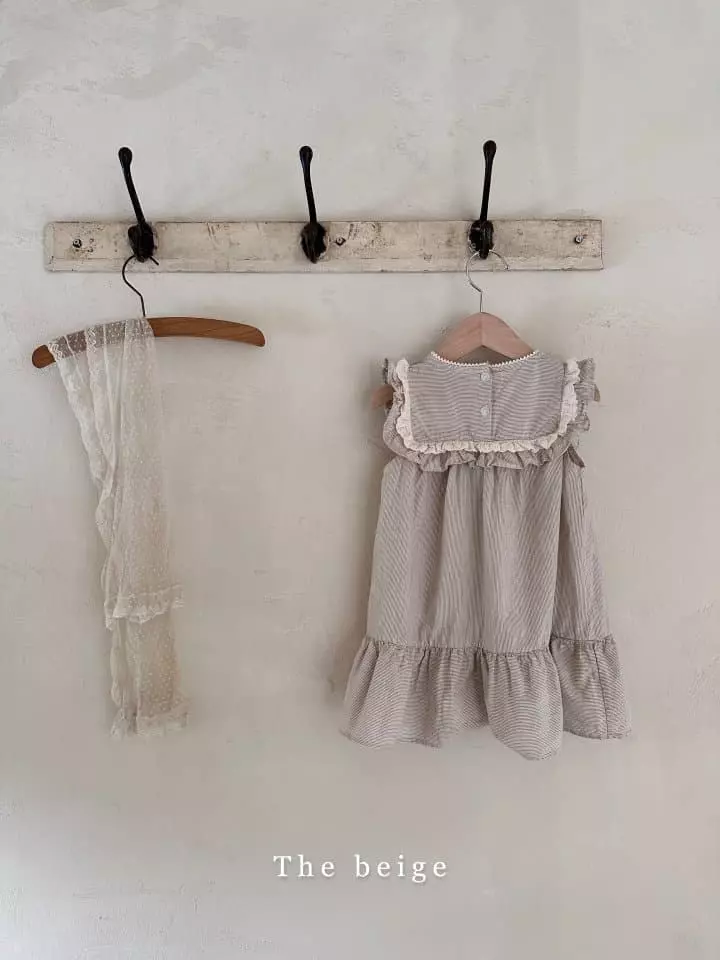 The Beige - Korean Children Fashion - #kidzfashiontrend - Stripes Lace One-piece - 2