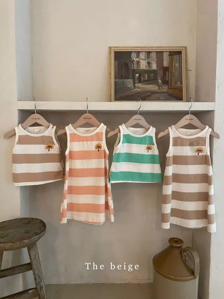 The Beige - Korean Children Fashion - #kidzfashiontrend - Stripes Sleeveless One-piece