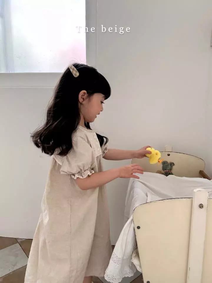 The Beige - Korean Children Fashion - #littlefashionista - Linen Flower Embrodiery One-piece - 10