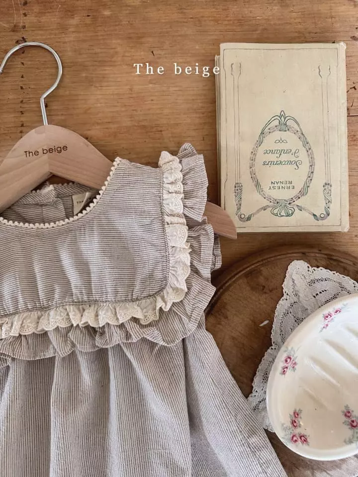 The Beige - Korean Children Fashion - #magicofchildhood - Stripes Lace One-piece - 5