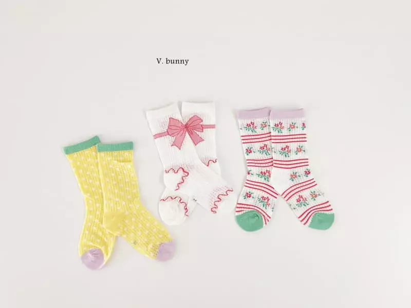 V Bunny - Korean Children Fashion - #Kfashion4kids - Ribbon String Socks Set - 10