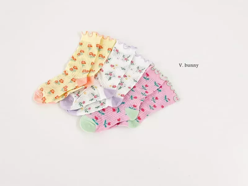 V Bunny - Korean Children Fashion - #childofig - Frill Garden Socks Set - 8