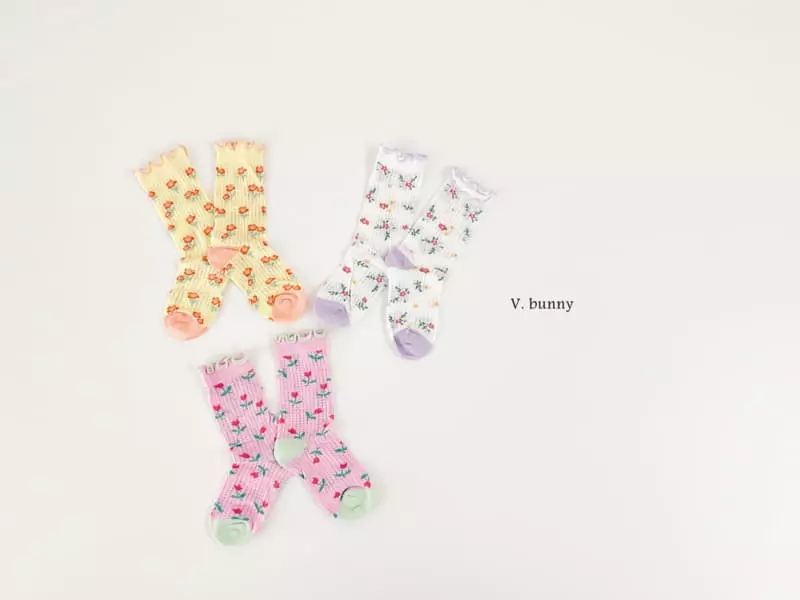 V Bunny - Korean Children Fashion - #designkidswear - Frill Garden Socks Set - 10