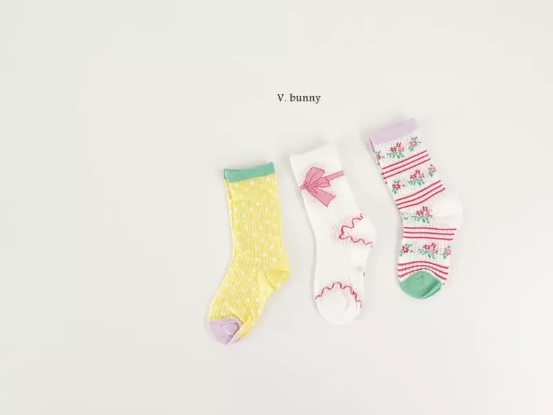 V Bunny - Korean Children Fashion - #fashionkids - Ribbon String Socks Set - 6