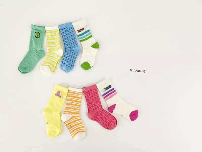 V Bunny - Korean Children Fashion - #kidsshorts - Bon Jour Socks Set - 12