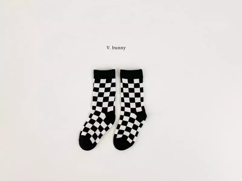 V Bunny - Korean Children Fashion - #kidsshorts - Checker Board Socks Set - 2