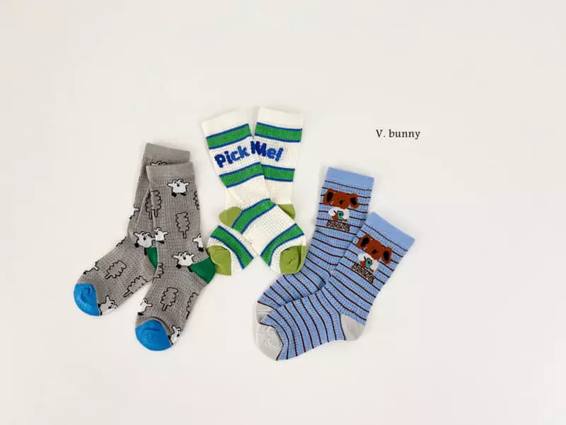 V Bunny - Korean Children Fashion - #kidzfashiontrend - Cotdan Socks Set - 8