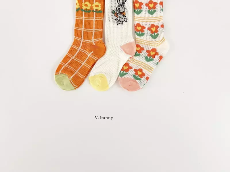 V Bunny - Korean Children Fashion - #littlefashionista - Carrot Rabbit Socks Set - 9