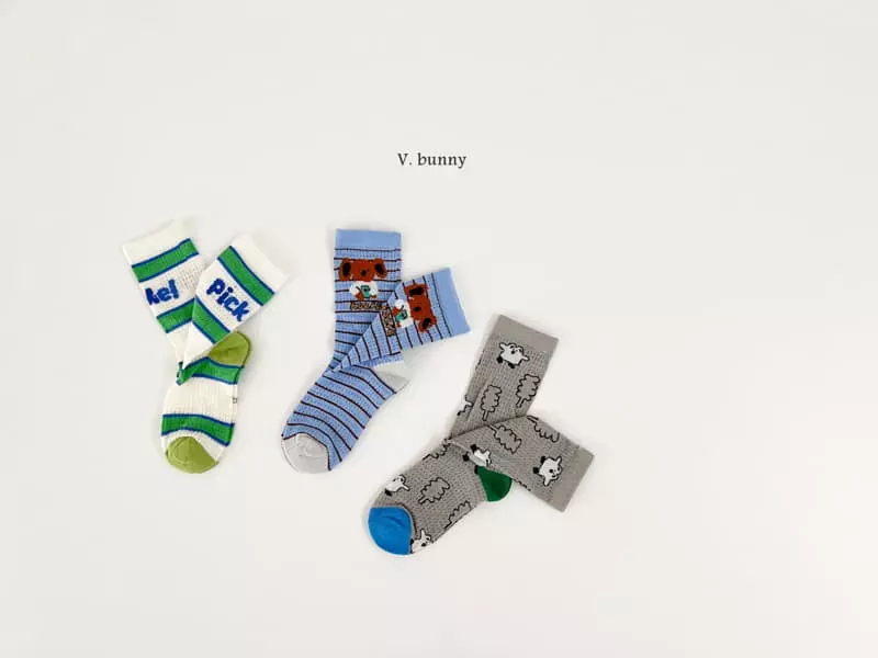 V Bunny - Korean Children Fashion - #littlefashionista - Cotdan Socks Set - 10