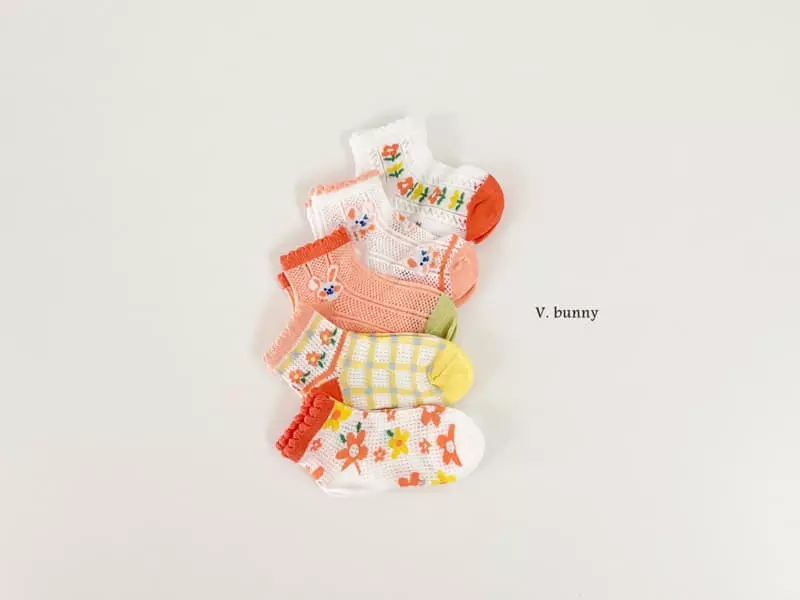 V Bunny - Korean Children Fashion - #magicofchildhood - Flwoer Rabbit Socks Set