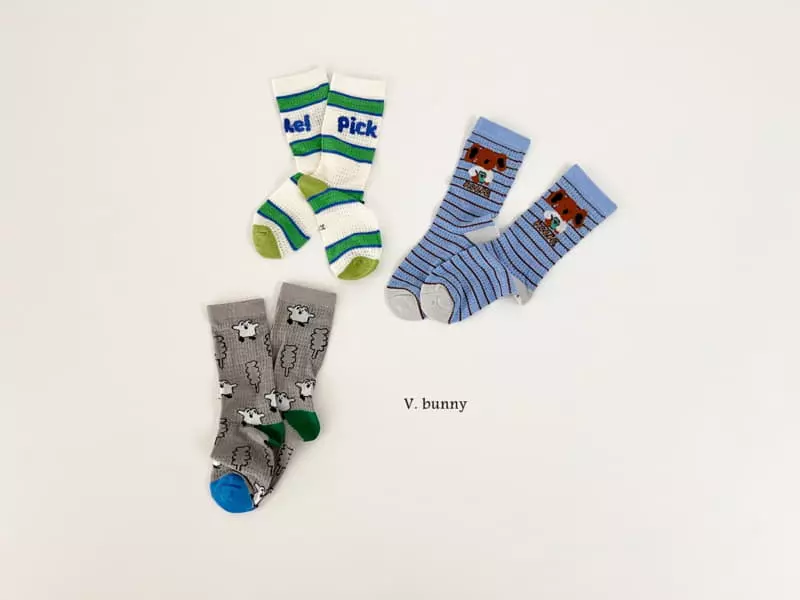 V Bunny - Korean Children Fashion - #magicofchildhood - Cotdan Socks Set - 11