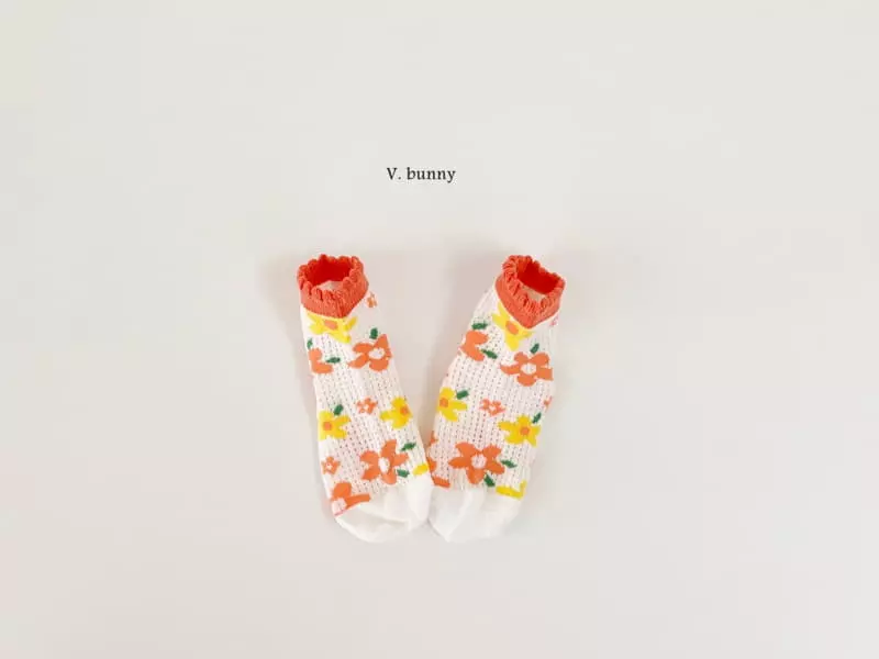 V Bunny - Korean Children Fashion - #minifashionista - Flwoer Rabbit Socks Set - 2