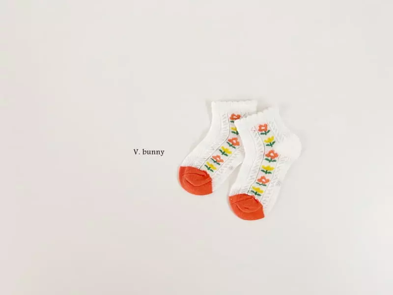 V Bunny - Korean Children Fashion - #prettylittlegirls - Flwoer Rabbit Socks Set - 3