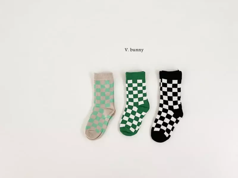 V Bunny - Korean Children Fashion - #toddlerclothing - Checker Board Socks Set - 11