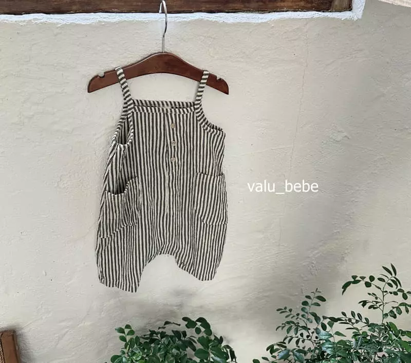 Valu Bebe - Korean Baby Fashion - #babyclothing - Stripes Dungarees Bodysuit - 12
