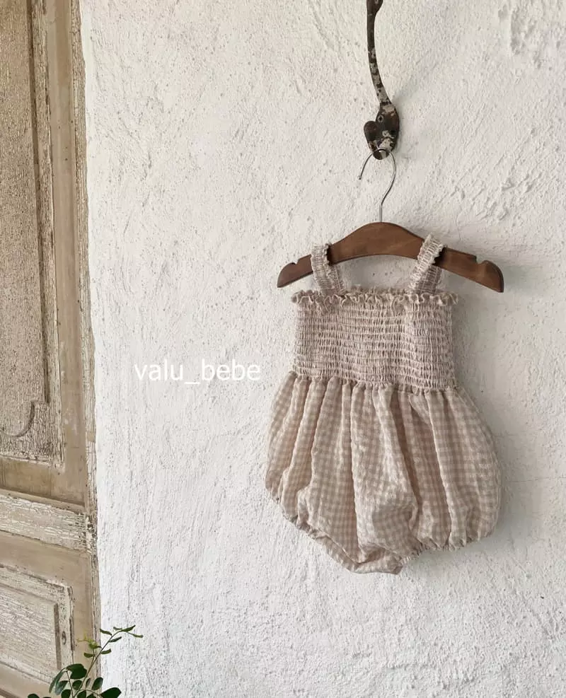 Valu Bebe - Korean Baby Fashion - #babyfever - Smocked Check Bodysuit - 9