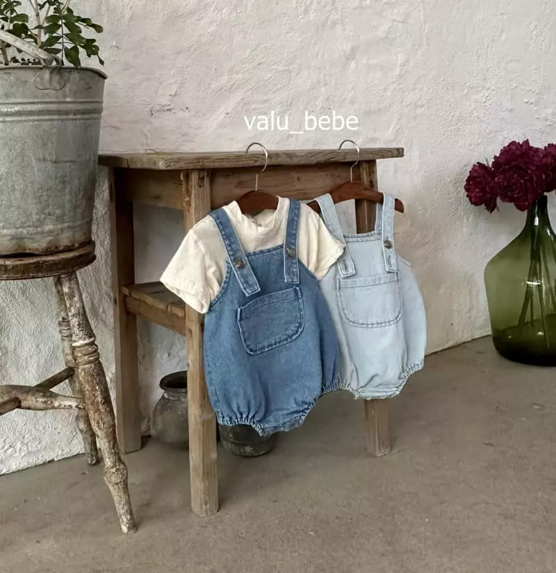 Valu Bebe - Korean Baby Fashion - #babygirlfashion - Denim Dungarees Bodysuit - 6