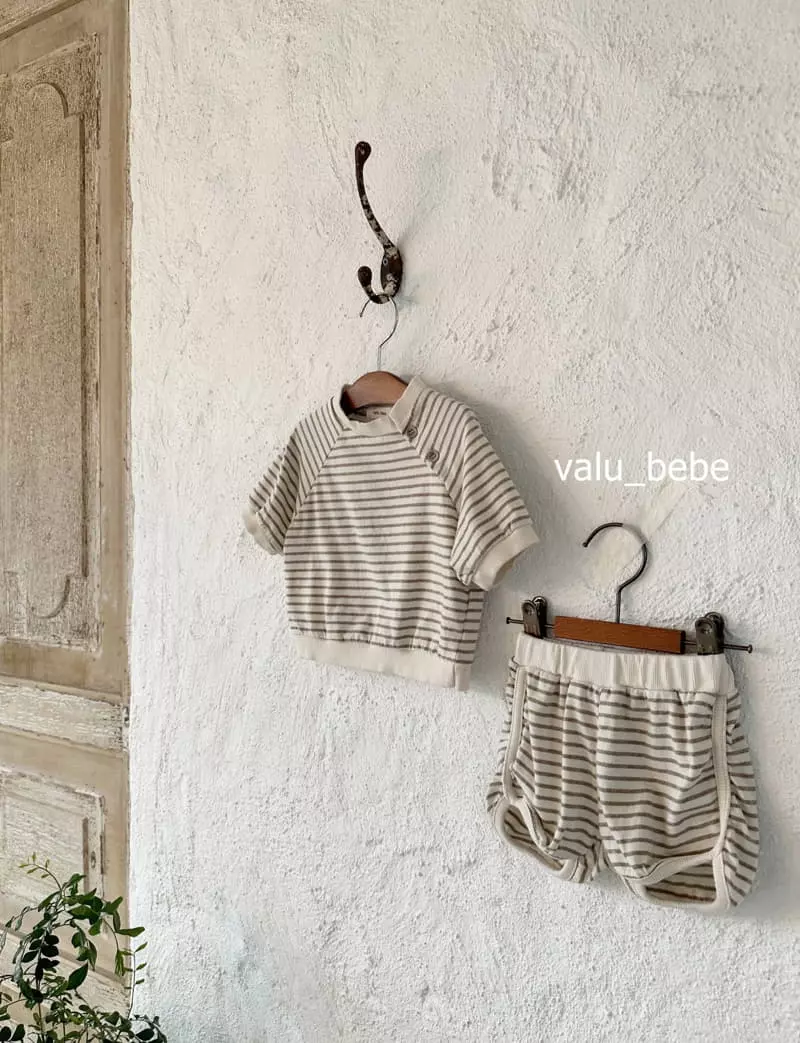 Valu Bebe - Korean Baby Fashion - #babylifestyle - Stripes Cucu Button Tee - 3