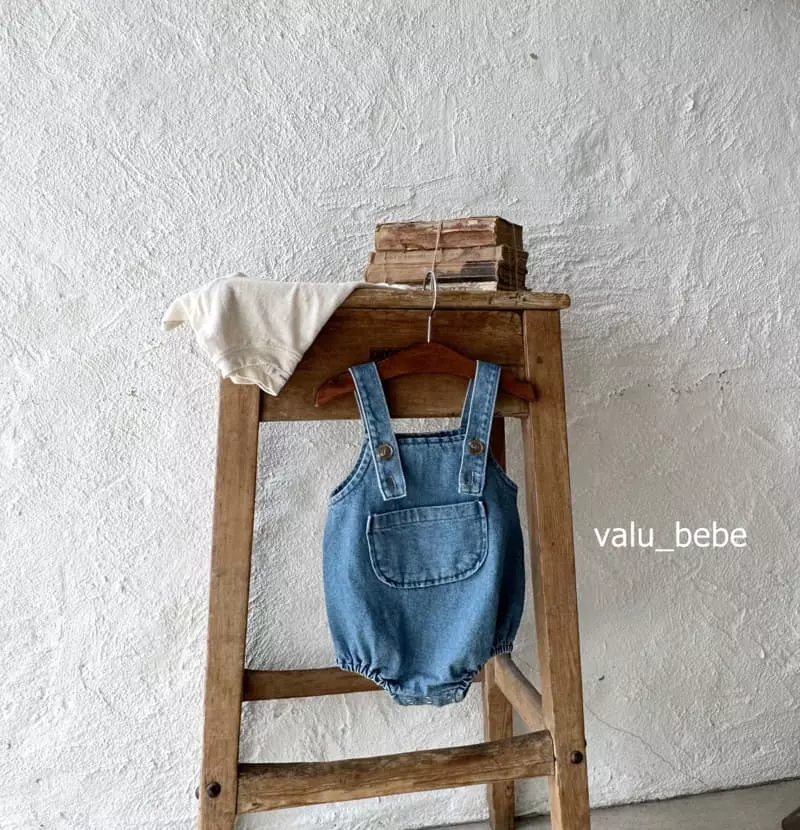 Valu Bebe - Korean Baby Fashion - #babyoninstagram - Denim Dungarees Bodysuit - 8