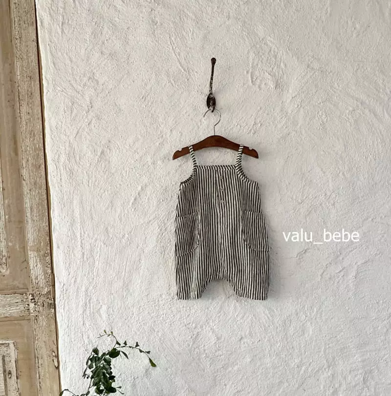 Valu Bebe - Korean Baby Fashion - #babyoutfit - Stripes Dungarees Bodysuit - 5