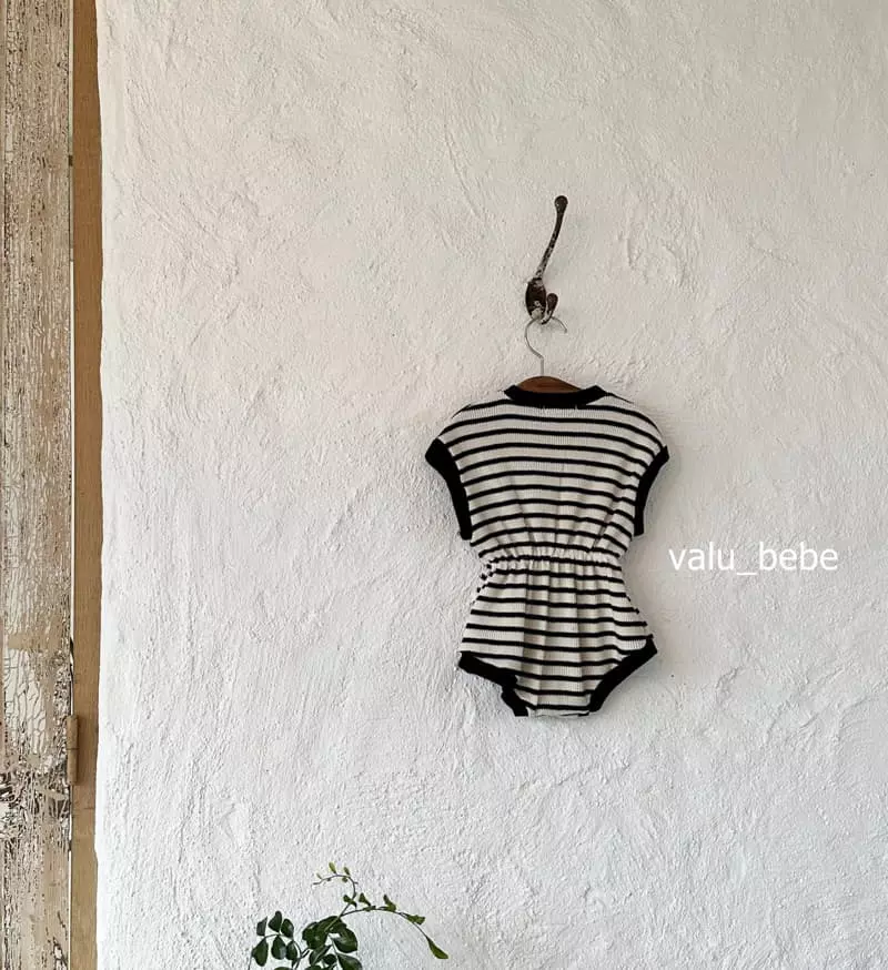 Valu Bebe - Korean Baby Fashion - #babywear - Stripes Banding Waffle Bodysuit - 5