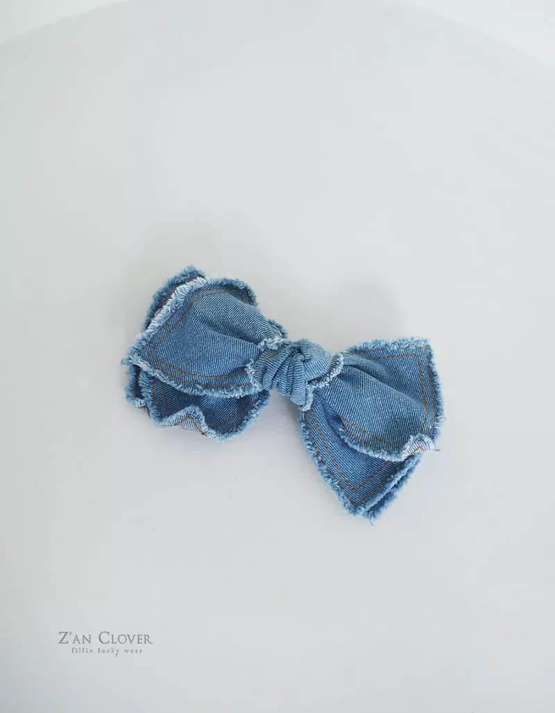 Zan Clover - Korean Children Fashion - #childofig - Denim Big Ribbon Hairpin - 7