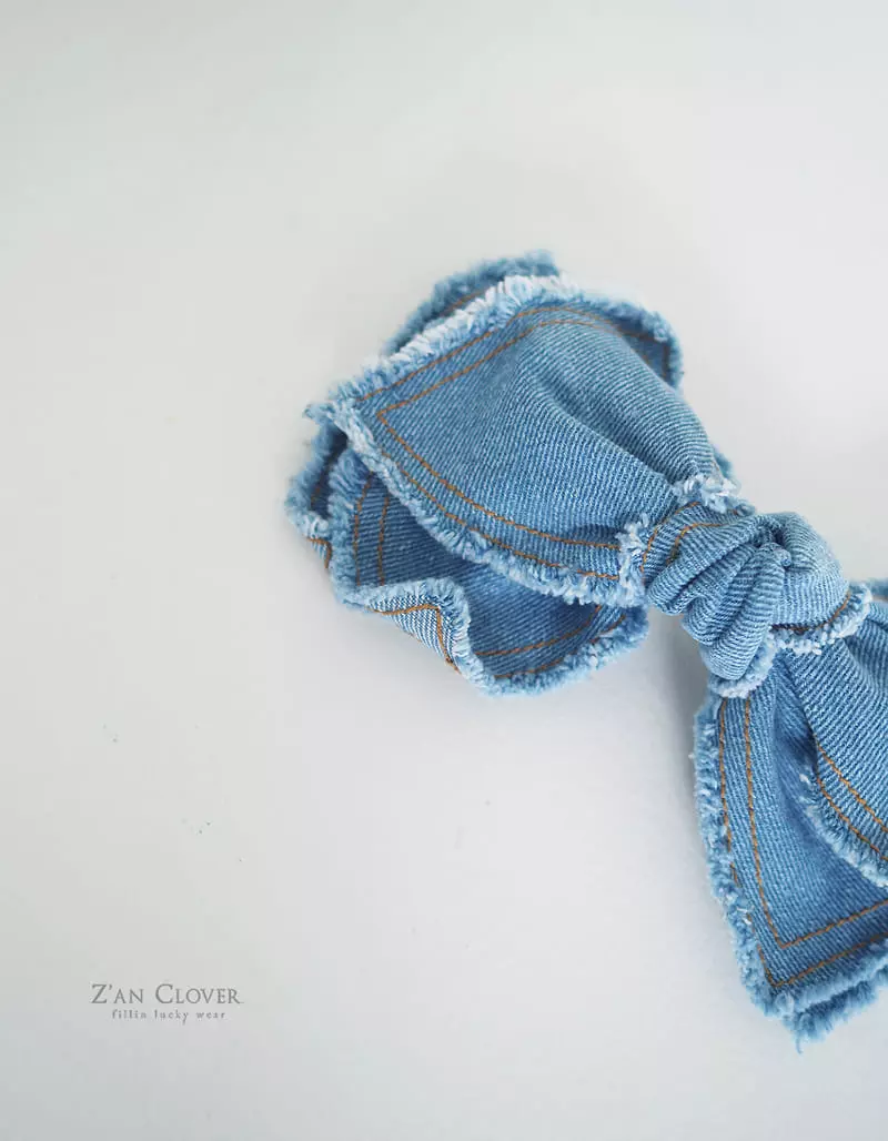 Zan Clover - Korean Children Fashion - #childofig - Denim Big Ribbon Hairpin - 8