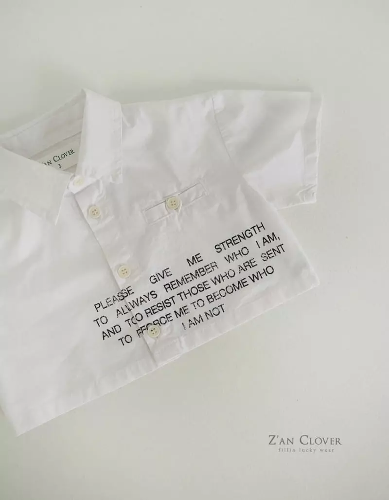 Zan Clover - Korean Children Fashion - #childrensboutique - Lettering Crop Shirt - 2