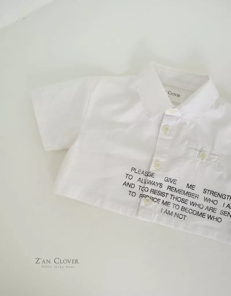 Zan Clover - Korean Children Fashion - #designkidswear - Lettering Crop Shirt - 3