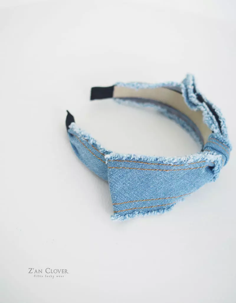 Zan Clover - Korean Children Fashion - #designkidswear - Denim Ribbon Hairband - 9