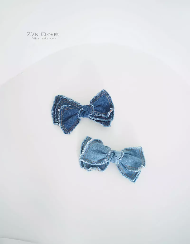 Zan Clover - Korean Children Fashion - #fashionkids - Denim Big Ribbon Hairpin - 12