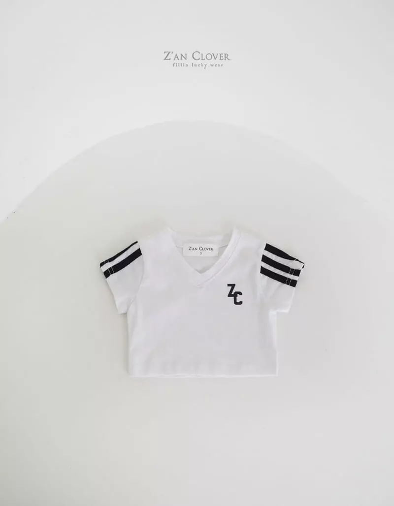 Zan Clover - Korean Children Fashion - #kidsshorts - Taping V Short Tee - 2