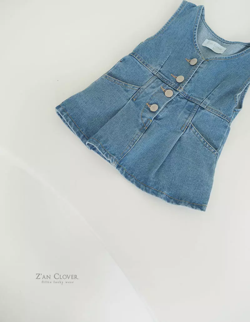 Zan Clover - Korean Children Fashion - #littlefashionista - Denim Mini One-piece - 2