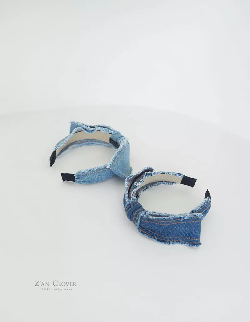 Zan Clover - Korean Children Fashion - #littlefashionista - Denim Ribbon Hairband - 2