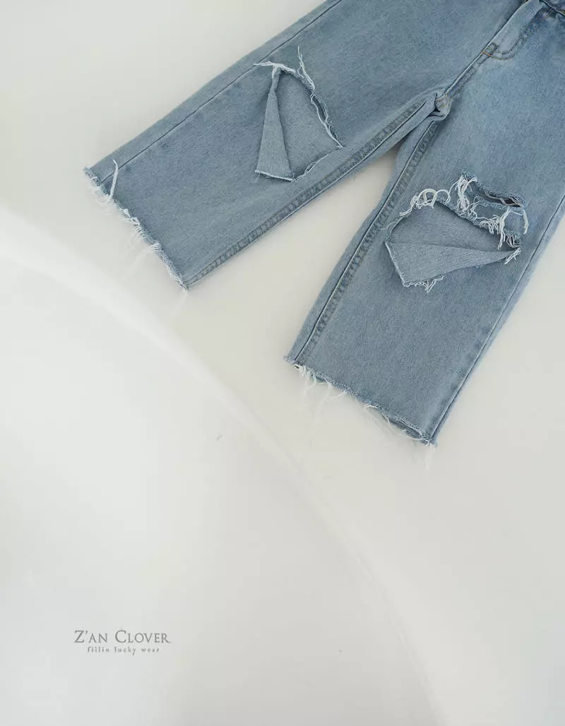 Zan Clover - Korean Children Fashion - #prettylittlegirls - Knee Vintage Jeans - 2